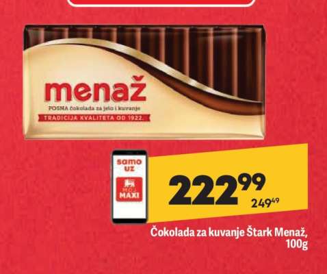 Čokolada za kuvanje Štark Menaž 100g