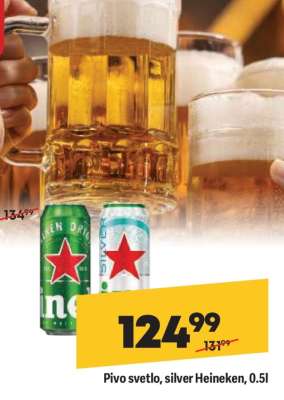 Pivo svetlo Silver Heineken 0.5l