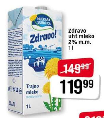 Zdravo uht mleko 2% m.m.
