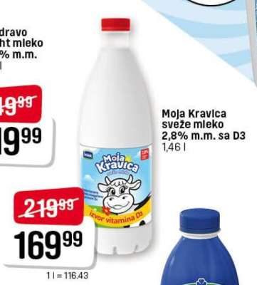 Moja Kravica sveže mleko 2,8% m.m. sa D3