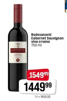 Radovanović Cabernet Sauvignon vino crveno