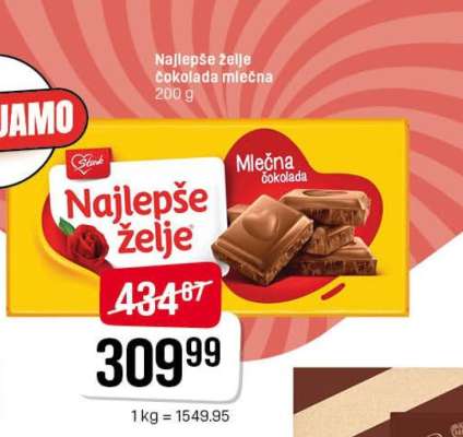 NAJLEPŠE ŽELJE ČOKOLADA mlečna