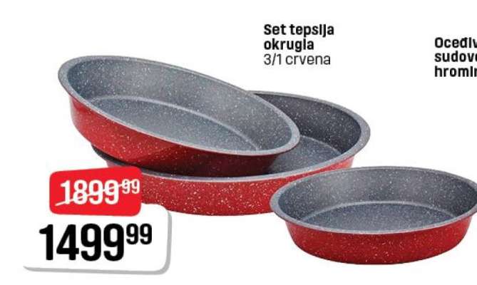 Set tepsija okrugla 3/1 crvena