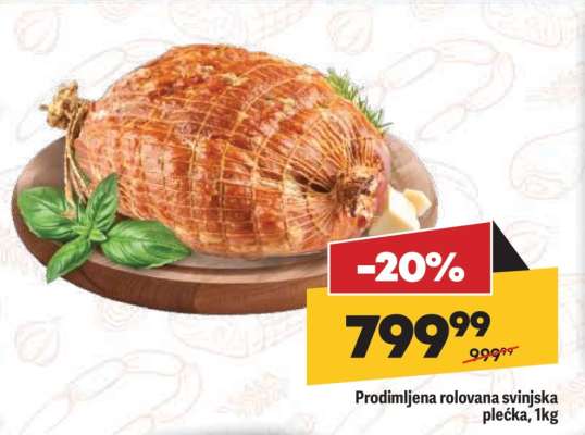 Prodimljena rolovana svinjska plečka , 1kg