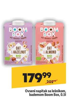Ovsení napitak sa lešnikom, bademom Boom Box, 0,5l