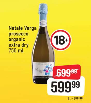 Natale Verga prosecco organic extra dry 750 ml