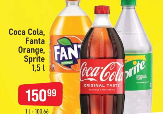 Coca Cola, Fanta Orange, Sprite 1.5L