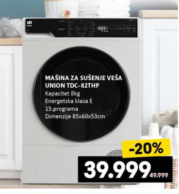 MAŠINA ZA SUŠENJE VEŠA UNION TDC-82THP