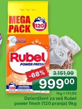 Deterdžent za veš Rubel power fresh 120 pranja 9kg