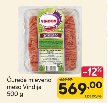 Ćureće mleveno meso Vindija 500 g
