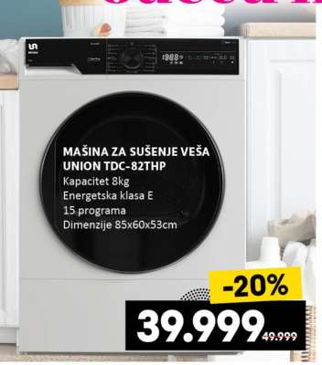 MAŠINA ZA SUŠENJE VEŠA UNION TDC-82THP