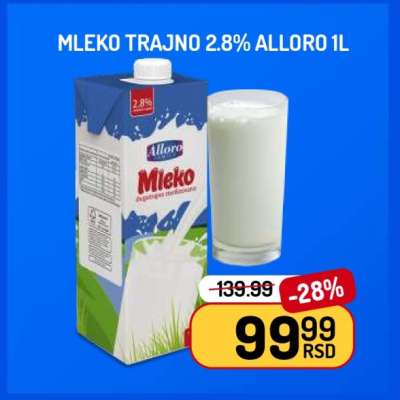 Mleko trajno 2,8% Alloro 1l