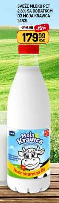 SVEŽE MLEKO PET 2.8% SA DODATKOM D3 MOJA KRAVICA 1.463L