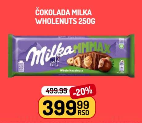 Čokolada Milka Wholenuts 250g