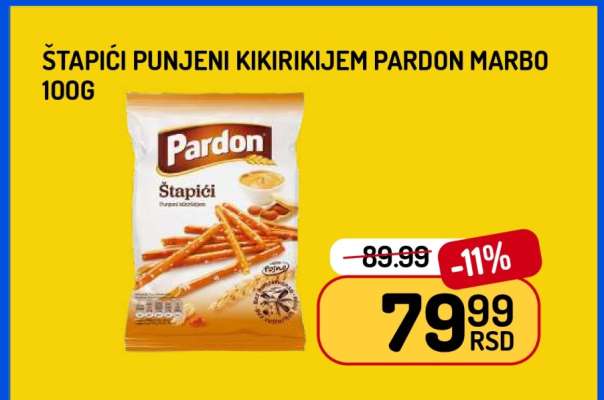 Štapići punjeni kikirikijem Pardon Marbo 100g