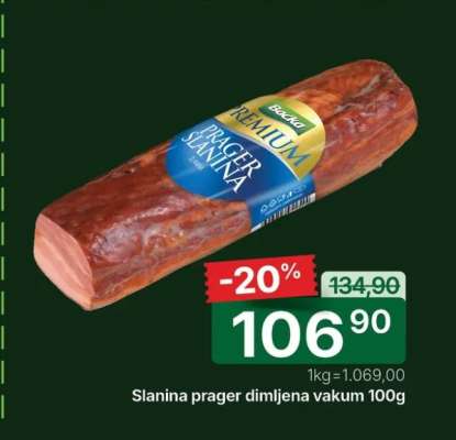 Slanina prager dimljena vakum 100g