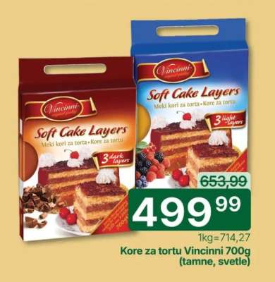 Kore za tortu Vincinni 700g (tamne, svetle)