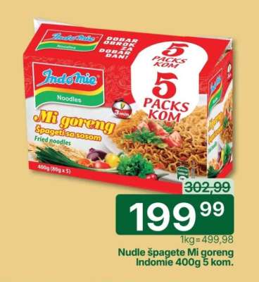 Nudle špagete Mi goreng Indomie 400g 5 kom.