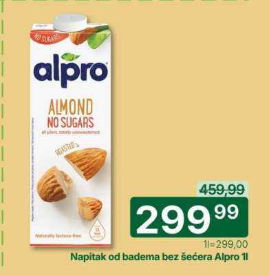 Napitek od badema bez šećera Alpro 1l