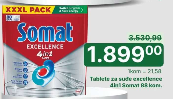 Tablete za sude excellence 4in1 Somat 88 kom.