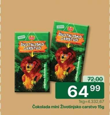 Čokolada mini Životinjsko carstvo 15g
