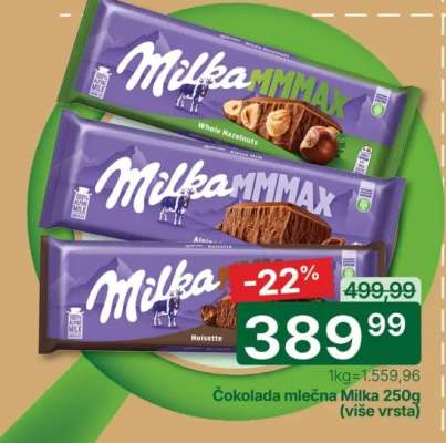 Čokolada mlečna Milka 250g