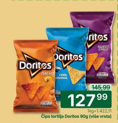Čips tortilja Doritos 90g (više vrsta)