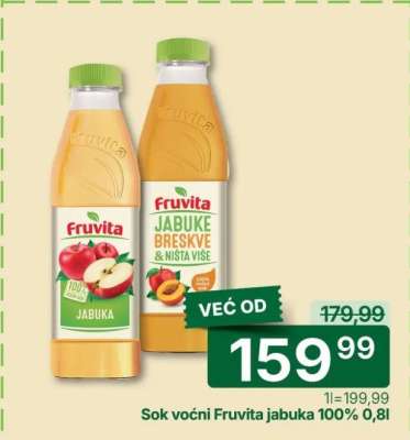 Sok voćni Fruvita jabuka 100%