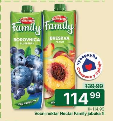 Voćni nektar Nectar Family jabuka 1l