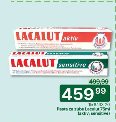 Pasta za zube Lacalut 75ml (aktiv, sensitive)