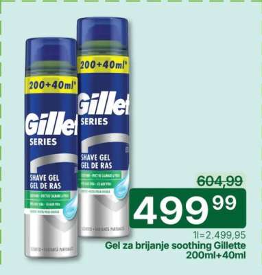 Gel za brijanje soothing Gillette 200ml+40ml