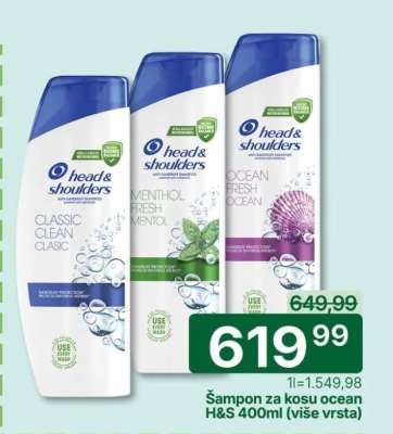 Šampon za kosu ocean H&S 400ml (više vrsta)