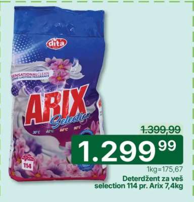 Deterdžent za veš selection 114 pr. Arix 7,4kg
