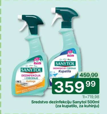 Sredstvo dezinfekciju Sanytol 500ml (za kupatilo, za kuhinju)