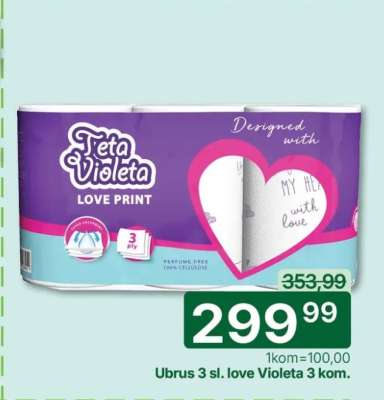 Ubrus 3 sl. love Violeta 3 kom.