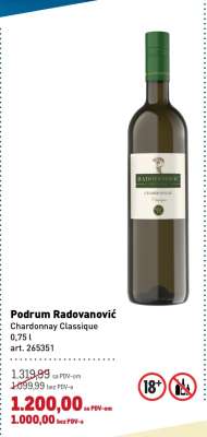 Podrum Radovanović Chardonnay Classique