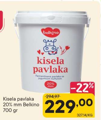 Kisela pavlaka 20% mm Belkino 700 gr