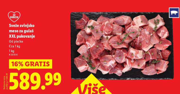 Sveže svinjsko meso za gulaš XXL pakovanje