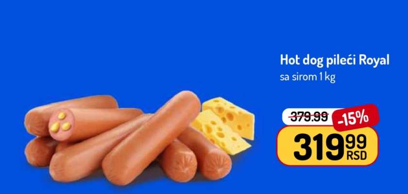 Hot dog pileći Royal sa sirom 1 kg