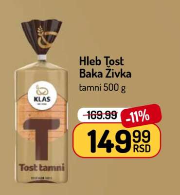 Hleb Tost Baka Živka tamni 500 g