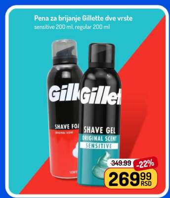 Pena za brijanje Gillette dve vrste