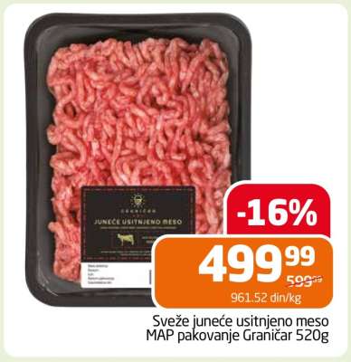 Sveže juneće usitnjeno meso MAP pakovanje Graničar 520g