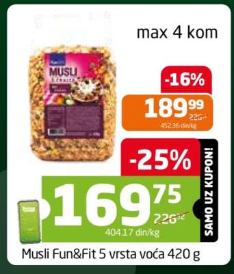Musli Fun&Fit 5 vrsta voća 420 g