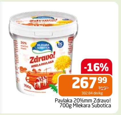 Pavlaka 20%mm Zdravo! 700g Mlekara Subotica