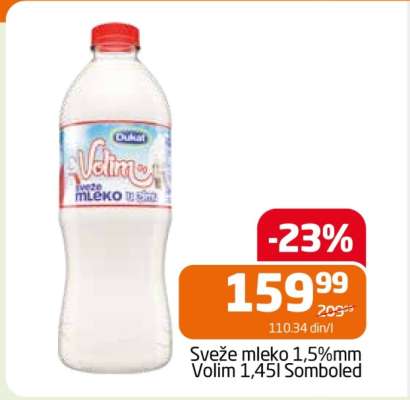 Sveže mleko 1,5%mm Volim 1,45l Somboled