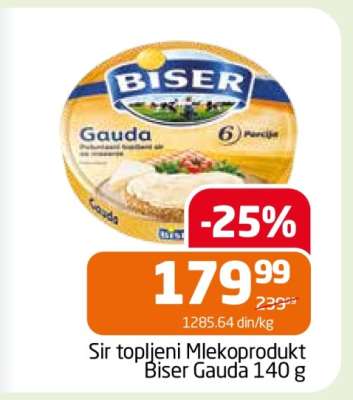 Sir topljeni Mlekoprodukt Biser Gauda 140 g