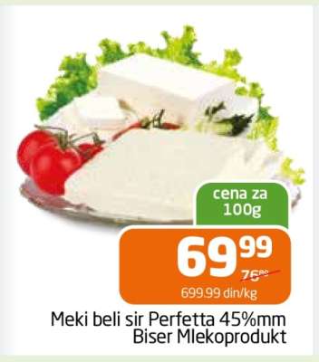 Meki beli sir Perfetta 45%mm Biser Mlekoprodukt