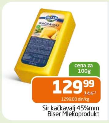 Sir kačkavalj 45%mm Biser Mlekoprodukt