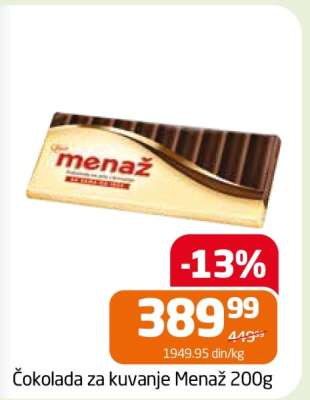 Čokolada za kuvanje Menaž 200g
