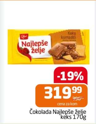 Čokolada Najlepše želje keks 170g
